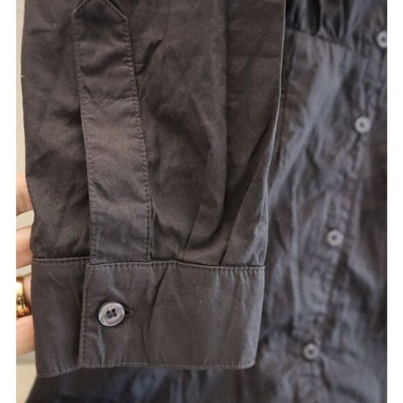Monrow HD0511 Women Sz M Faded Black Poplin Button-Up Collared Shirt Dress - Picture 7 of 13